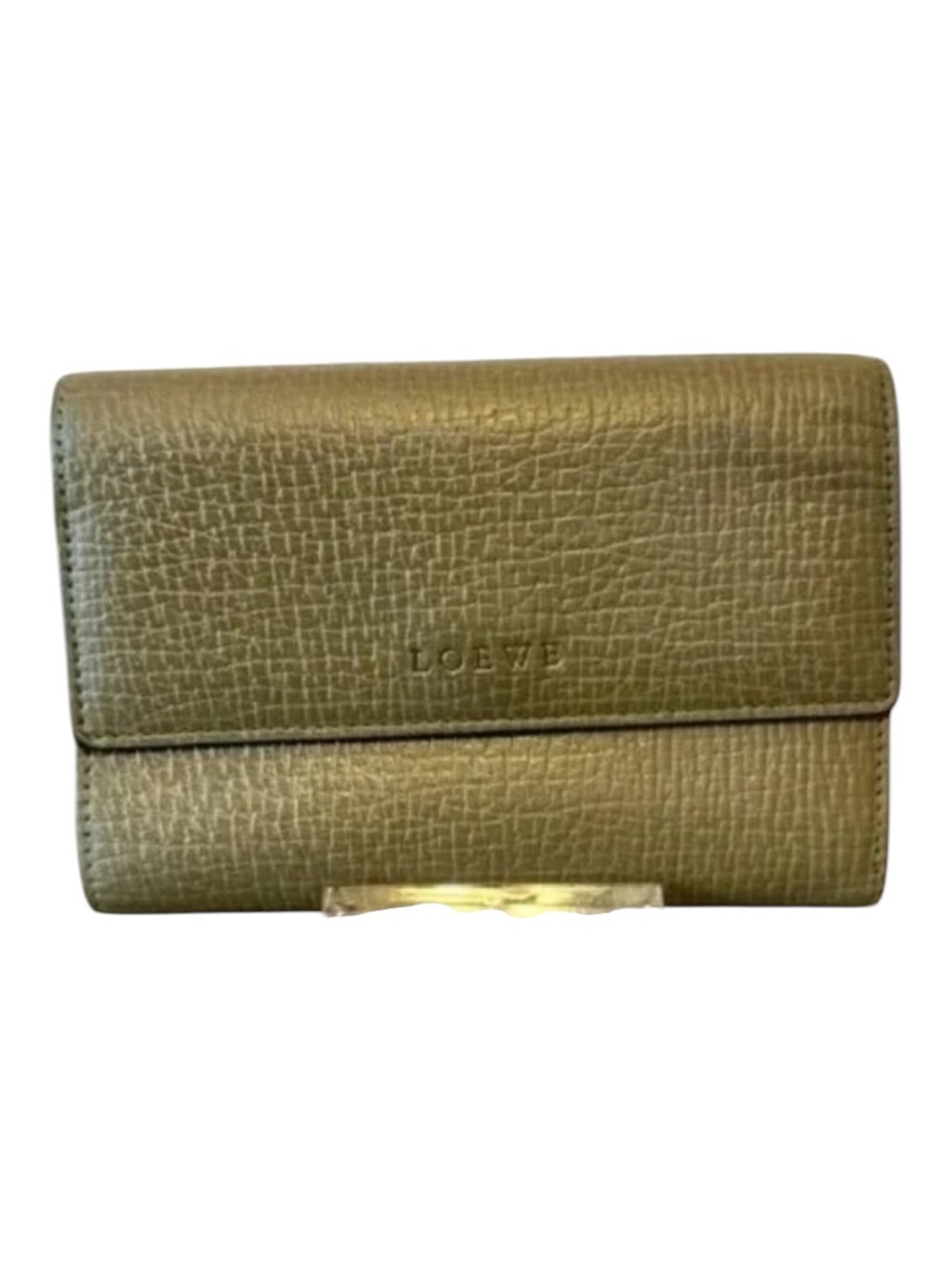 Loewe Olive Green Textured Leather Wallet